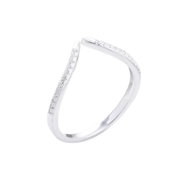 ANEL MEIO CURVADO LISO C/MICRO ZIRC PRATA 925, HIPOALÉRGICO