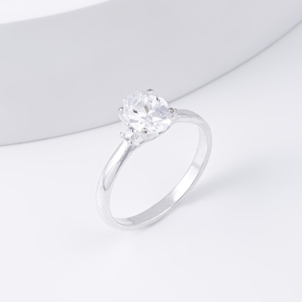 ANEL ARO LISO ZIR CRED 2 M ZIRC OVAL 6X8 C PRATA 925, HIPOALÉRGICO - Image 2