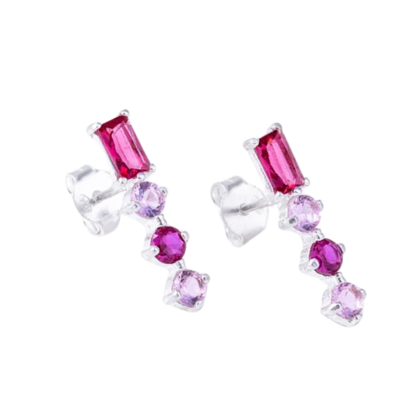 BRINCO FIXO ZIR RET 3X53 ZIRC ROSA 3M COLOR PRATA 925- HIPOALERGÊNICO - Image 3