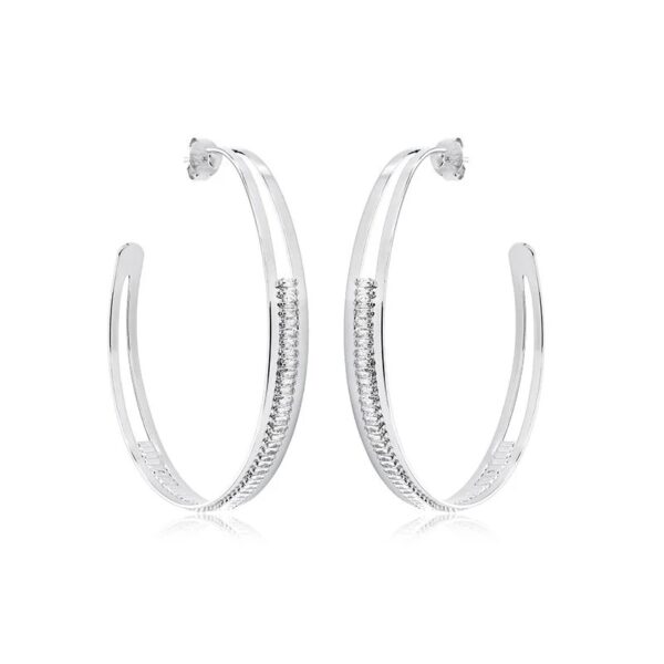 ARGOLA SCALA DUPLA COM BAGUETE DE ZIRCÔNIAS GRANDE