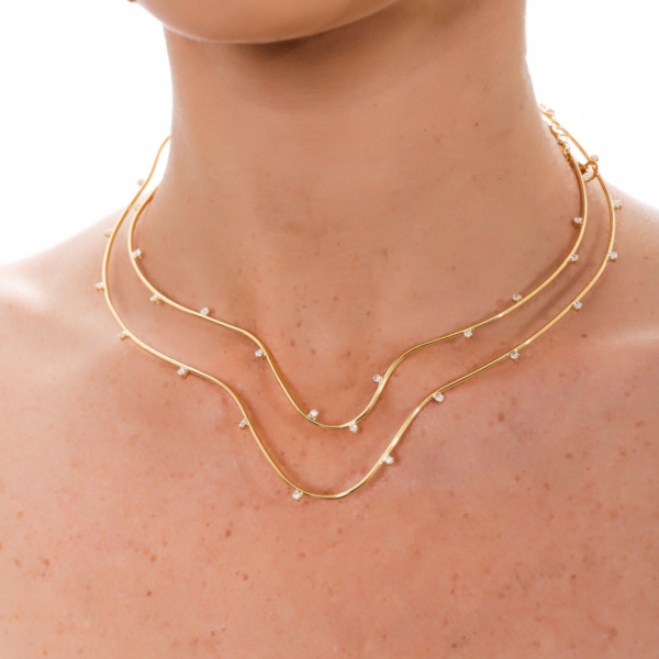 COLAR CHOCKER LAUREN FIO DUPLO COM ZIRCÔNIAS - Image 2
