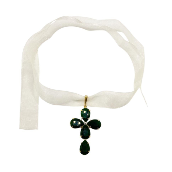 CHOKER FITA PINGENTE CRUZ C/ PEDRA - Image 3
