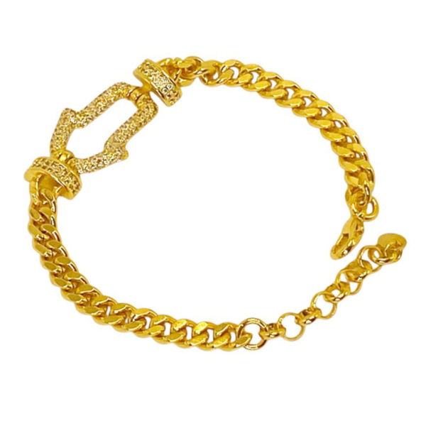 PULSEIRA CORRENTE C/MAO DE FATIMA CRAVEJADA “mão de Deus” - Image 2