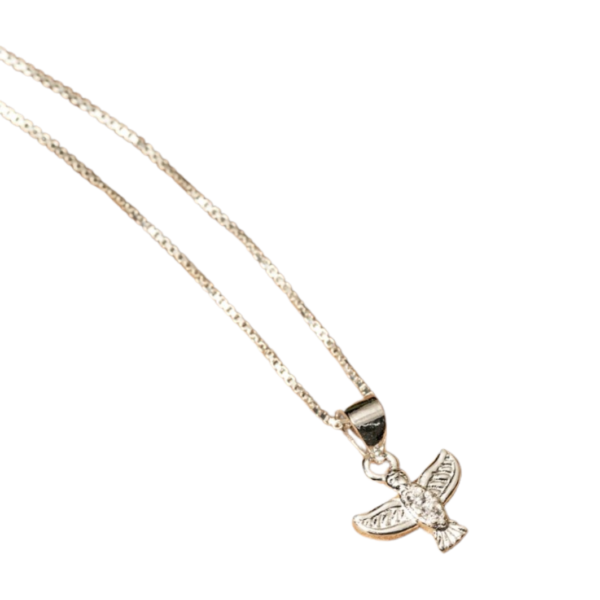 PINJENTE ESPIRITO SANTO LISO C/MICRO ZIRC PRATA 925- HIPOALERGÊNICO