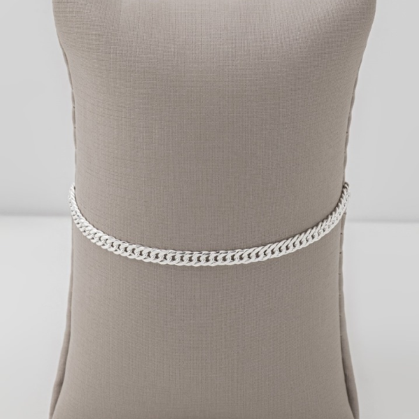 PULSEIRA GRUMET DUPLA 0,70/ DOUBLE CURB0,70 PRATA 925- HIPOALERGÊNICO
