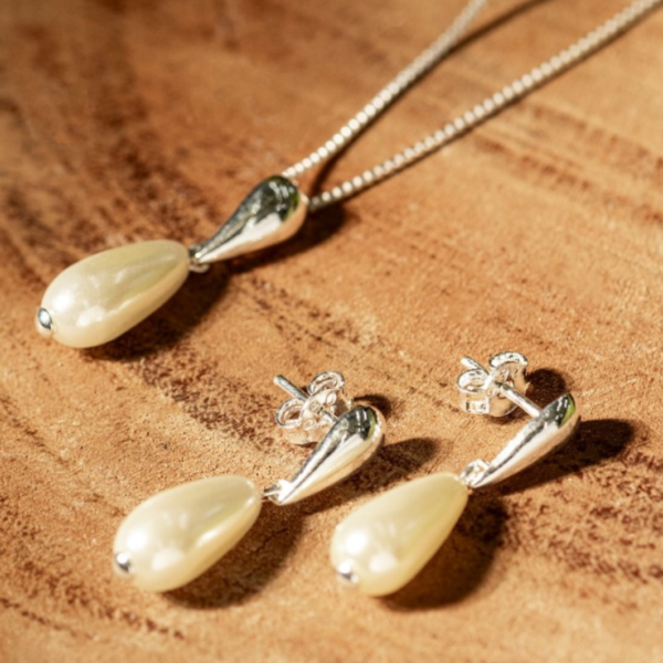 CONJUNTO VENEZV BS GOTA LISA PÉROLA GOTA PRATA 925- HIPOALERGÊNICO - Image 2