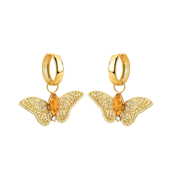 ARGOLA COM PINGENTE DE BORBOLETA CRAVEJADA