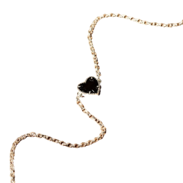 PULSEIRA ELO PORT0,22 CORAÇÃOTRAB RESINA 20CM PRATA 925- HIPOALERGÊNICO