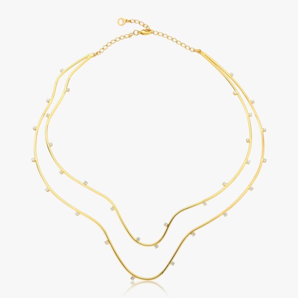 COLAR CHOCKER LAUREN FIO DUPLO COM ZIRCÔNIAS