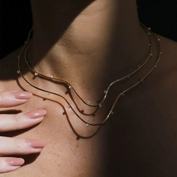 COLAR CHOCKER LAUREN FIO DUPLO COM ZIRCÔNIAS - Image 3